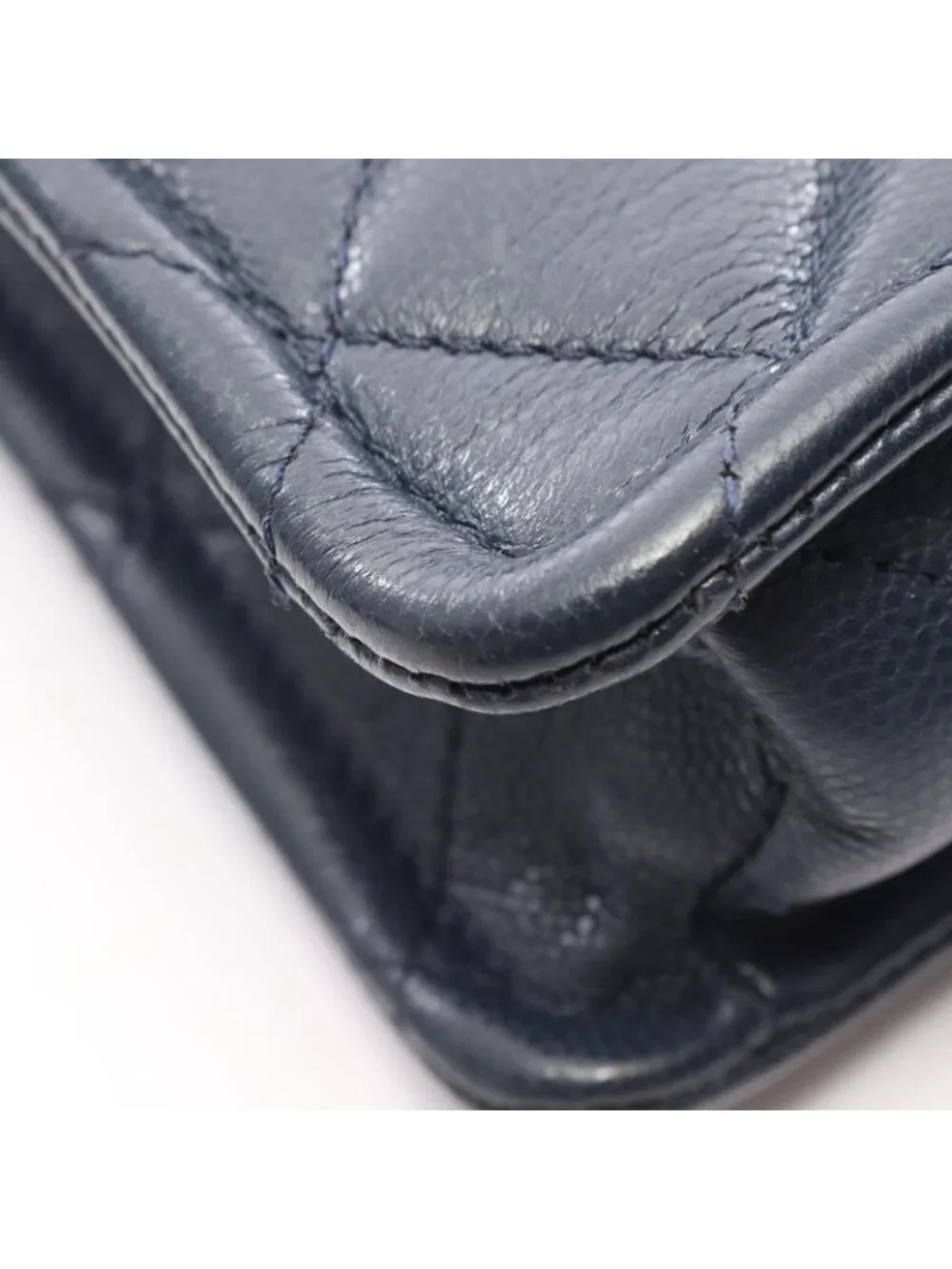Chanel Shoulder Bag Quilted Navy Caviar Leather Small Chain